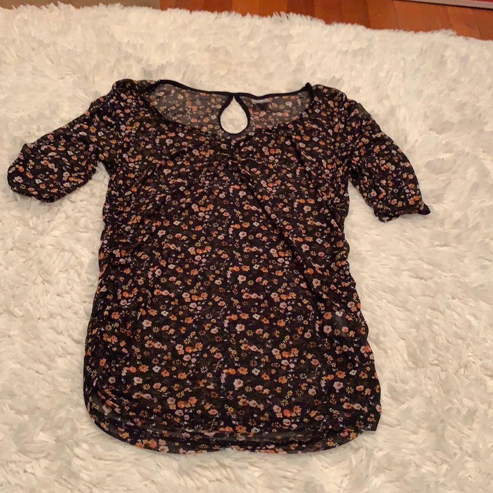 No Boundaries ruched sheer  floral top size XL